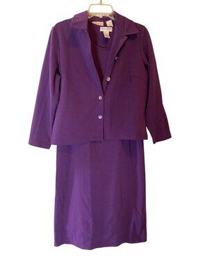 Draper's & Damon's Purple 2-Piece Jacket Blazer & Dress Petite Large